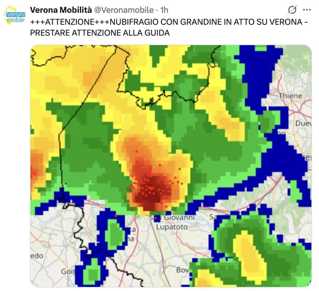 Maltempo, ancora vento e grandine a Verona e in provincia